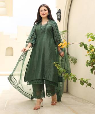 Emerald elegance chanderi suit set 5