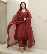 Maroon elegance chanderi suit set
