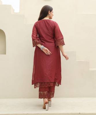 Maroon elegance chanderi suit set 4