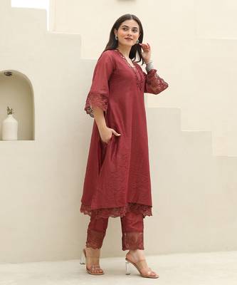 Maroon elegance chanderi suit set 5