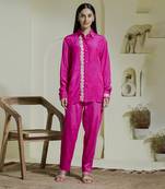 Magenta hand embroidered co-ord set