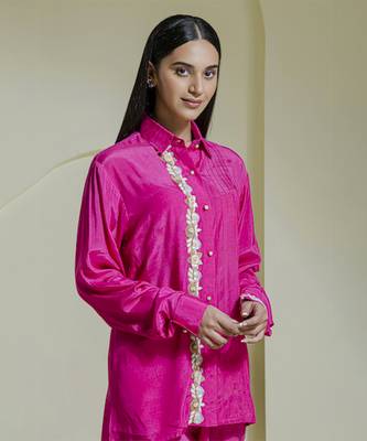 Magenta hand embroidered co-ord set 4