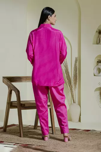 Magenta hand embroidered co-ord set