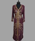 Onion pink color luxurious Handmade Moroccan Kaftan with hijjab