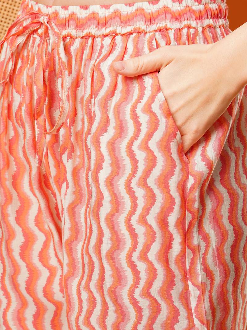 Hand embroidered peach chanderi lucknowi chikankari co-ord set