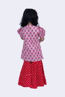 Twisha beautiful cotton printed top & polka printed sharara-pink & red 4