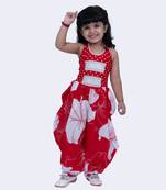 Twisha cotton smart polka and pansies printed jumpsuit -red & white