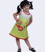 Twisha sweet slub butterfly printed dress-lime green