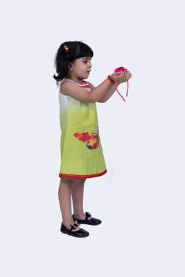 Twisha sweet slub butterfly printed dress-lime green 4