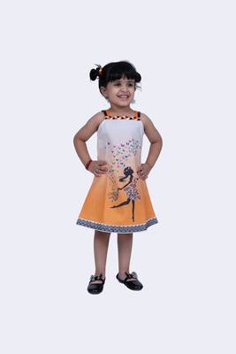Twisha sweet slub printed strappy dress-orange 1