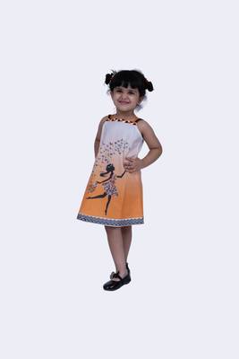 Twisha sweet slub printed strappy dress-orange 2