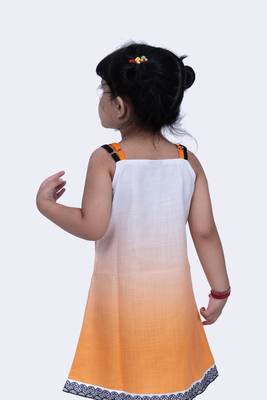Twisha sweet slub printed strappy dress-orange 4
