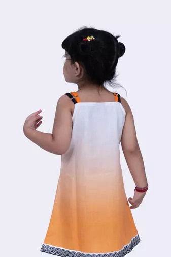 Twisha sweet slub printed strappy dress-orange
