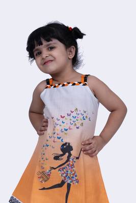 Twisha sweet slub printed strappy dress-orange 5