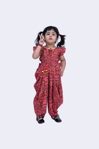 Twisha beautiful rayon butterfly printed jumpsuit -coral