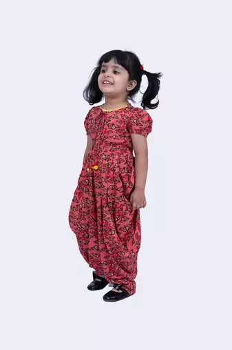Twisha beautiful rayon butterfly printed jumpsuit -coral