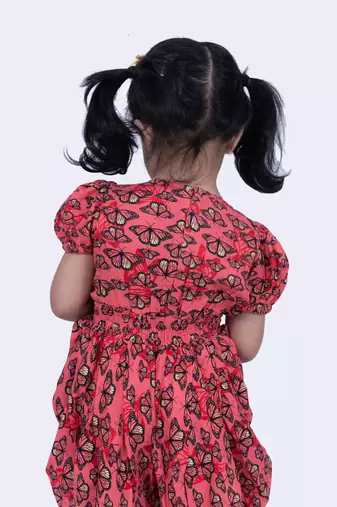 Twisha beautiful rayon butterfly printed jumpsuit -coral