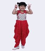 Twisha cute cotton patola & floral printed dhoti jumpsuit -offwhite & red
