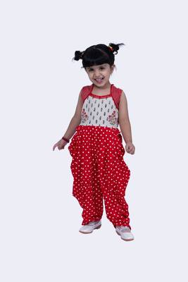 Twisha cute cotton patola & floral printed dhoti jumpsuit -offwhite & red 3