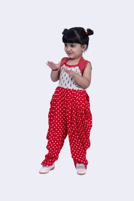 Twisha cute cotton patola & floral printed dhoti jumpsuit -offwhite & red 4