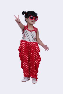 Twisha cute cotton patola & floral printed dhoti jumpsuit -offwhite & red 5