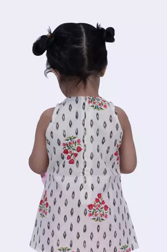 Twisha sweet cotton patola & floral printed top & polka printed sharara-offwhite & red