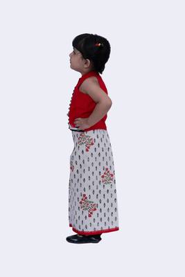 Twisha smart rayon patchwork top & patola and floral printed palazzo-red & offwhite 3