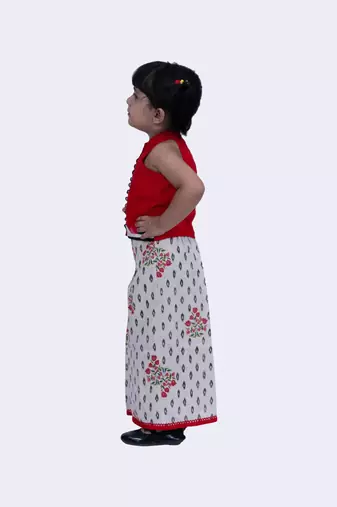 Twisha smart rayon patchwork top & patola and floral printed palazzo-red & offwhite