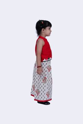Twisha smart rayon patchwork top & patola and floral printed palazzo-red & offwhite 4