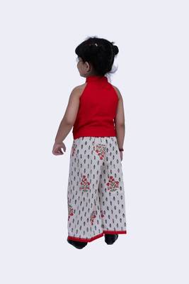 Twisha smart rayon patchwork top & patola and floral printed palazzo-red & offwhite 5