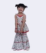 Twisha smart cotton patola and foral printed top and floral sharara-offwhite