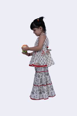 Twisha smart cotton patola and foral printed top and floral sharara-offwhite 3