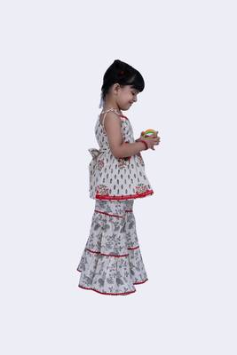 Twisha smart cotton patola and foral printed top and floral sharara-offwhite 4