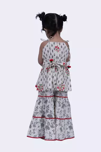 Twisha smart cotton patola and foral printed top and floral sharara-offwhite
