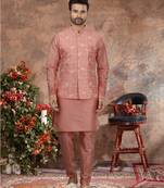 Light pink silk dupion jacket kurta set