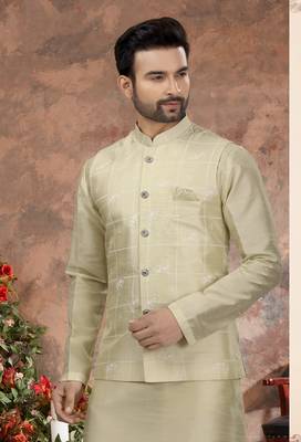 Musterd yellow silk dupion jacket kurta set 2