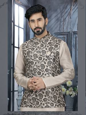 Off white silk dupion jacket kurta set 2