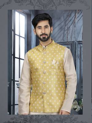 Off white silk dupion jacket kurta set 2