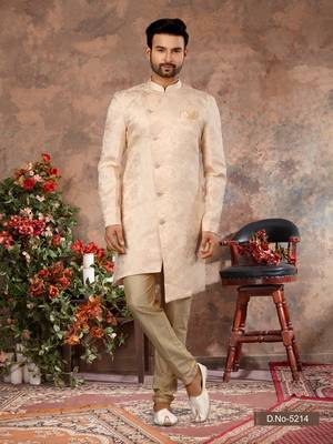 Phone, cream havy resham jackard  jacket kurta set 1