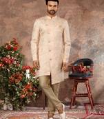 Phone, cream havy resham jackard  jacket kurta set