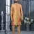 Peach havy zari work jackard   indo western sherwani