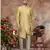 Yellow jackard digital printed   indo western sherwani