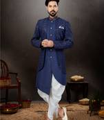 Dark blue  havy classic indowestern sherwani with thread, strar, stone, and less work with extra palla