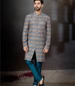 Mix colour havy  indowestern sherwani with  less work with fansy batton