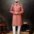 Light red havy classic indowestern sherwani with stone zari work with fansy batton