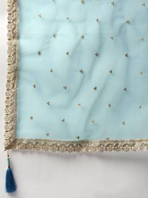  Skyblue Printed Chinon Silk Reception Wear Lehenga Choli Wedding Lehenga 5
