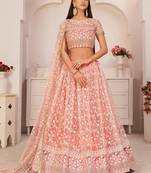 Pink Net Lehenga Choli with Dupatta