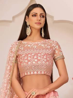 Pink Net Lehenga Choli with Dupatta 2