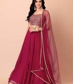  Pink Georgette Ethnic Wear Lehenga With Sequins Choli