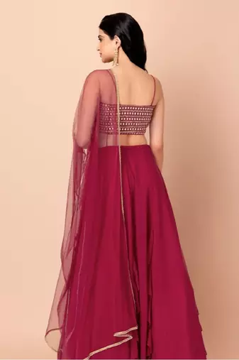  Pink Georgette Ethnic Wear Lehenga With Sequins Choli